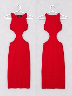 Red Cutout Midi Dress